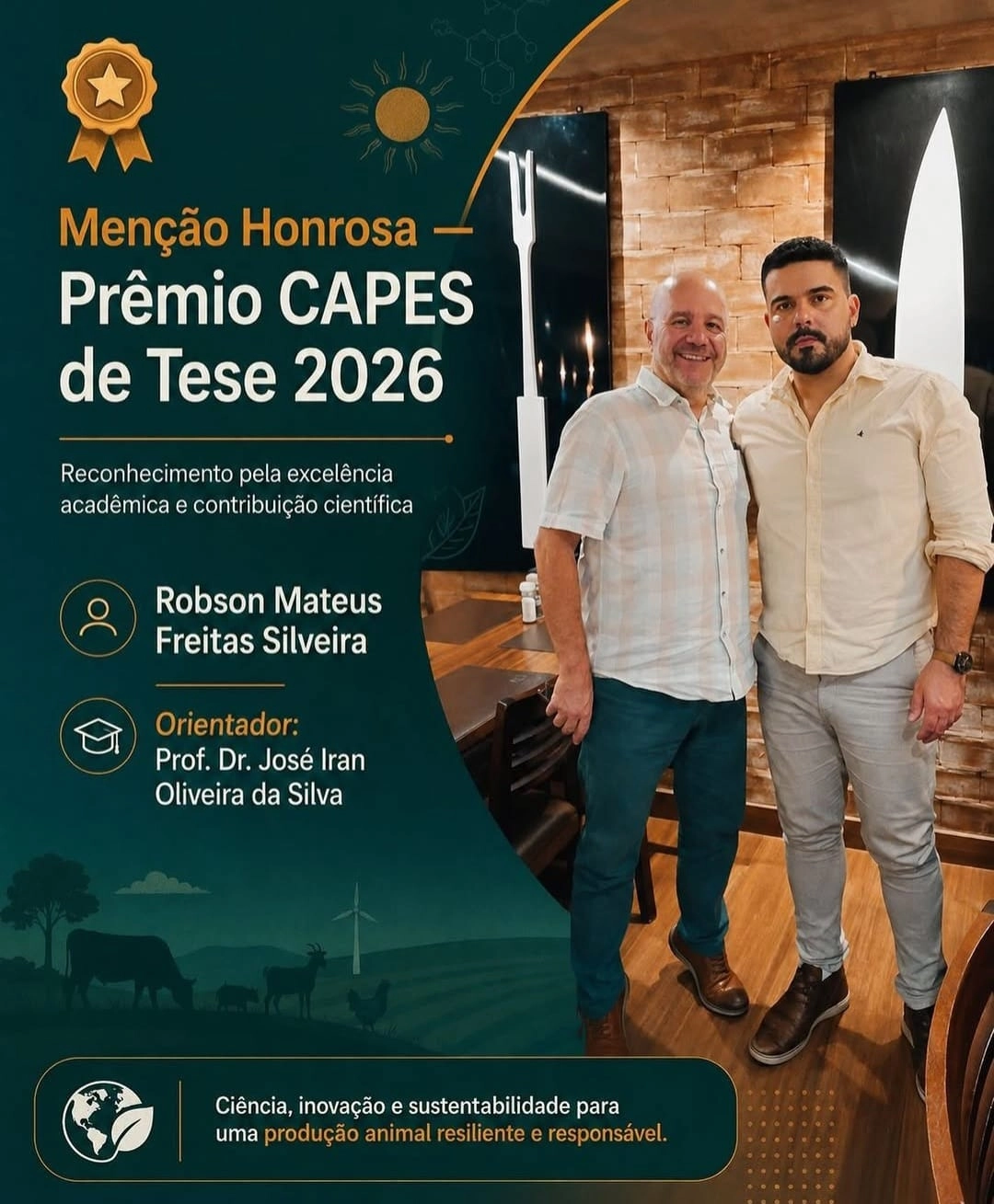 Tese desenvolvida no NUPEA recebe Prêmio CAPES de Tese 2026 na área de Zootecnia